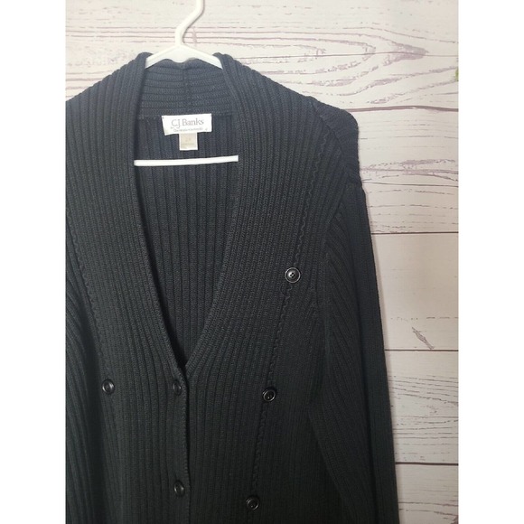 CJ Banks Black V-Neck Ribbed Long Sleeve Cardigan Sweater Womans Plus Size 2X - Picture 3 of 5